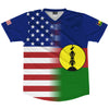 American Flag And New Caledonia Flag Combination Soccer Jersey Made In USA by Tribe Lacrosse
