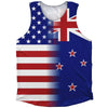 American Flag And New Zealand Flag Combination Athletic Tank Top by Tribe Lacrosse