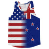 American Flag And New Zealand Flag Combination Running Racerback Singlet Track Tank Top by Tribe Lacrosse