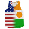 American Flag And Niger Flag Combination Running Racerback Singlet Track Tank Top by Tribe Lacrosse