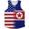 American Flag And North Korea Flag Combination Athletic Tank Top by Tribe Lacrosse
