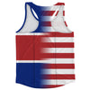 American Flag And North Korea Flag Combination Running Racerback Singlet Track Tank Top
