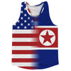 American Flag And North Korea Flag Combination Running Racerback Singlet Track Tank Top by Tribe Lacrosse