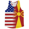 American Flag And North Macedonia Flag Combination Running Racerback Singlet Track Tank Top by Tribe Lacrosse