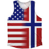 American Flag And Norway Flag Combination Athletic Tank Top by Tribe Lacrosse