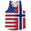 American Flag And Norway Flag Combination Running Racerback Singlet Track Tank Top by Tribe Lacrosse