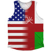 American Flag And Oman Flag Combination Athletic Tank Top by Tribe Lacrosse