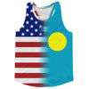 American Flag And Palau Flag Combination Running Racerback Singlet Track Tank Top by Tribe Lacrosse