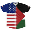 American Flag And Palestine Flag Combination Soccer Jersey Made In USA by Tribe Lacrosse