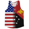 American Flag And Papua New Guinea Flag Combination Running Racerback Singlet Track Tank Top by Tribe Lacrosse
