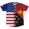 American Flag And Papua New Guinea Flag Combination Soccer Jersey Made In USA by Tribe Lacrosse