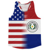 American Flag And Paraguay Flag Combination Running Racerback Singlet Track Tank Top by Tribe Lacrosse