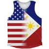 American Flag And Philippines Flag Combination Athletic Tank Top by Tribe Lacrosse