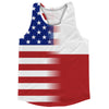 American Flag And Poalnd Flag Combination Running Racerback Singlet Track Tank Top by Tribe Lacrosse