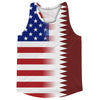 American Flag And Qatar Flag Combination Running Racerback Singlet Track Tank Top by Tribe Lacrosse