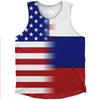 American Flag And Russia Flag Combination Athletic Tank Top by Tribe Lacrosse