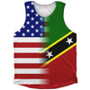 American Flag And Saint Kitts & Nevis Flag Combination Athletic Tank Top by Tribe Lacrosse