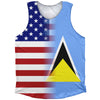 American Flag And Saint Lucia Flag Combination Athletic Tank Top by Tribe Lacrosse