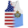 American Flag And San Marino Flag Combination Running Racerback Singlet Track Tank Top by Tribe Lacrosse