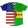 American Flag And Sao Tome & Principe Flag Combination Soccer Jersey Made In USA by Tribe Lacrosse