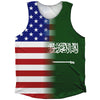 American Flag And Saudi Arabia Flag Combination Athletic Tank Top by Tribe Lacrosse