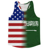 American Flag And Saudi Arabia Flag Combination Running Racerback Singlet Track Tank Top by Tribe Lacrosse