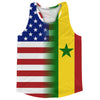 American Flag And Senegal Flag Combination Running Racerback Singlet Track Tank Top by Tribe Lacrosse