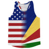 American Flag And Seychelles Flag Combination Running Racerback Singlet Track Tank Top by Tribe Lacrosse