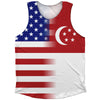 American Flag And Singapore Flag Combination Athletic Tank Top by Tribe Lacrosse