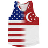 American Flag And Singapore Flag Combination Running Racerback Singlet Track Tank Top by Tribe Lacrosse