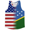 American Flag And Solomon Islands Flag Combination Running Racerback Singlet Track Tank Top by Tribe Lacrosse