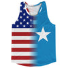 American Flag And Somalia Flag Combination Running Racerback Singlet Track Tank Top by Tribe Lacrosse
