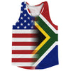 American Flag And South Africa Flag Combination Running Racerback Singlet Track Tank Top by Tribe Lacrosse