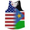 American Flag And South Sudan Flag Combination Running Racerback Singlet Track Tank Top by Tribe Lacrosse