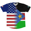 American Flag And South Sudan Flag Combination Soccer Jersey Made In USA by Tribe Lacrosse