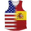 American Flag And Spain Flag Combination Athletic Tank Top by Tribe Lacrosse