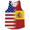 American Flag And Spain Flag Combination Running Racerback Singlet Track Tank Top by Tribe Lacrosse