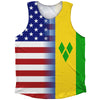 American Flag And St. Vincent & Grenadines Flag Combination Athletic Tank Top by Tribe Lacrosse
