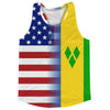 American Flag And St. Vincent & Grenadines Flag Combination Running Racerback Singlet Track Tank Top by Tribe Lacrosse