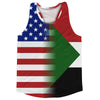 American Flag And Sudan Flag Combination Running Racerback Singlet Track Tank Top by Tribe Lacrosse