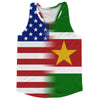 American Flag And Suriname Flag Combination Running Racerback Singlet Track Tank Top by Tribe Lacrosse