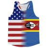 American Flag And Swaziland Flag Combination Running Racerback Singlet Track Tank Top by Tribe Lacrosse