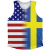 American Flag And Sweden Flag Combination Athletic Tank Top by Tribe Lacrosse