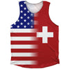 American Flag And Switzerland Flag Combination Athletic Tank Top by Tribe Lacrosse