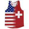 American Flag And Switzerland Flag Combination Running Racerback Singlet Track Tank Top by Tribe Lacrosse