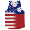 American Flag And Taiwan Flag Combination Running Racerback Singlet Track Tank Top by Tribe Lacrosse
