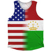 American Flag And Tajiistan Flag Combination Athletic Tank Top by Tribe Lacrosse