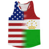 American Flag And Tajiistan Flag Combination Running Racerback Singlet Track Tank Top by Tribe Lacrosse