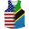 American Flag And Tanzania Flag Combination Athletic Tank Top by Tribe Lacrosse