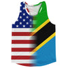 American Flag And Tanzania Flag Combination Running Racerback Singlet Track Tank Top by Tribe Lacrosse